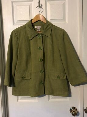 Northern Reflections green faux suede button-up jacket